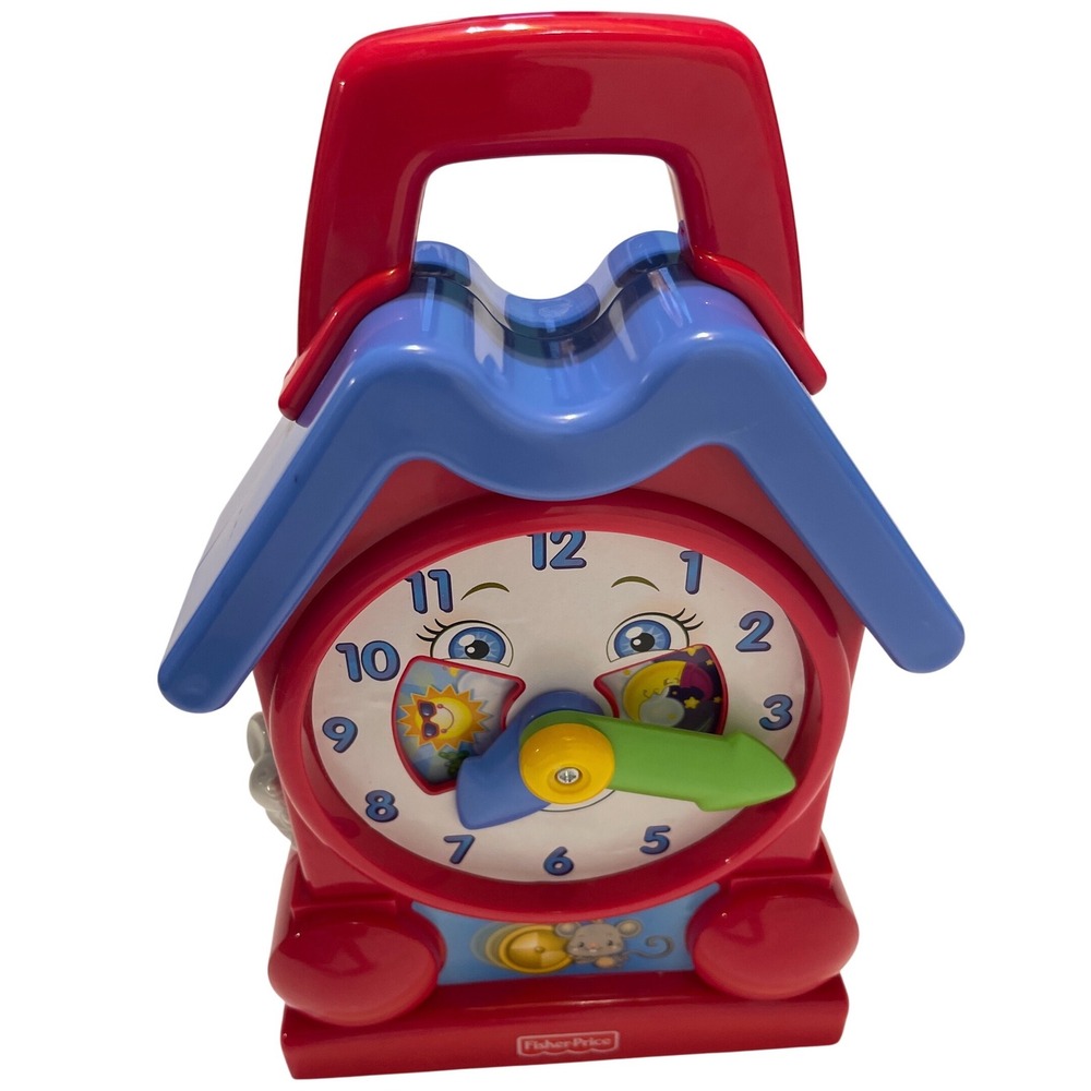 Fisher-Price Hickory Dickory Dock Musical Toy Clock Red Plastic Vintage 1994